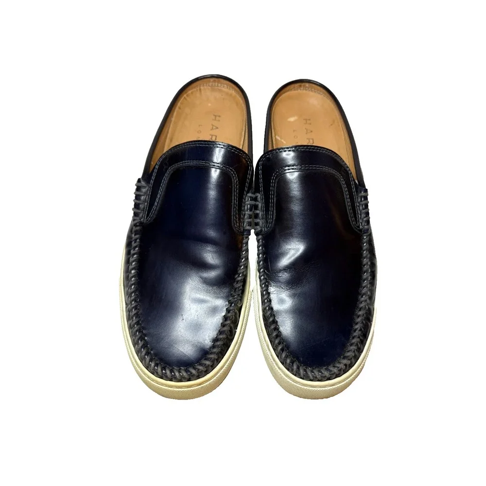 Harrys of London Men Loafer Slide Old Money Handmade Leather Blue Vibram Mule 42
